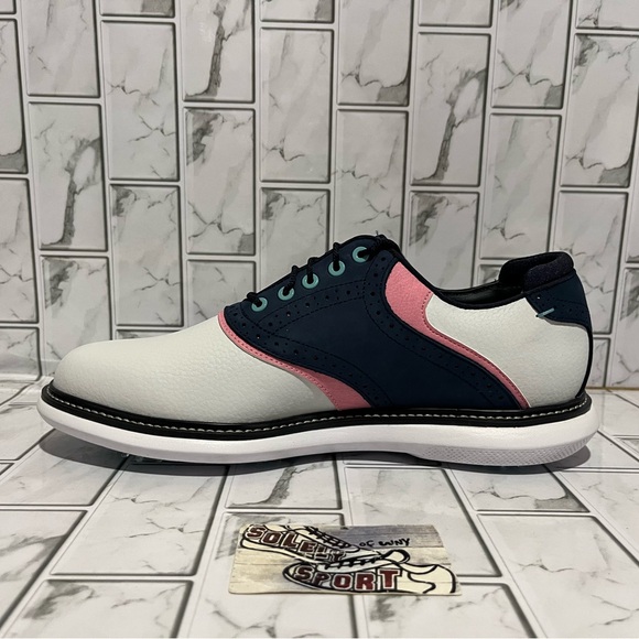 New FootJoy Traditions Waterproof Golf Shoes Cleats Blue White Pink Men 8.5 - 13 - Picture 8 of 16